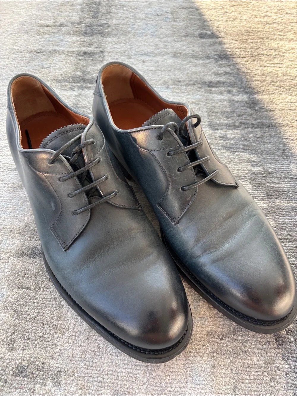 Ermenegildo Zegna Couture Midnight Navy Blue Leather Derby Shoes 8EU 9US